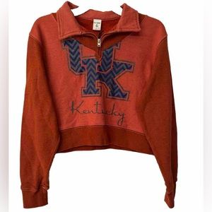 REDONE Orange Upcycled Kentucky Women’s Crop Half Zip Sweatshirt Size XS/Small